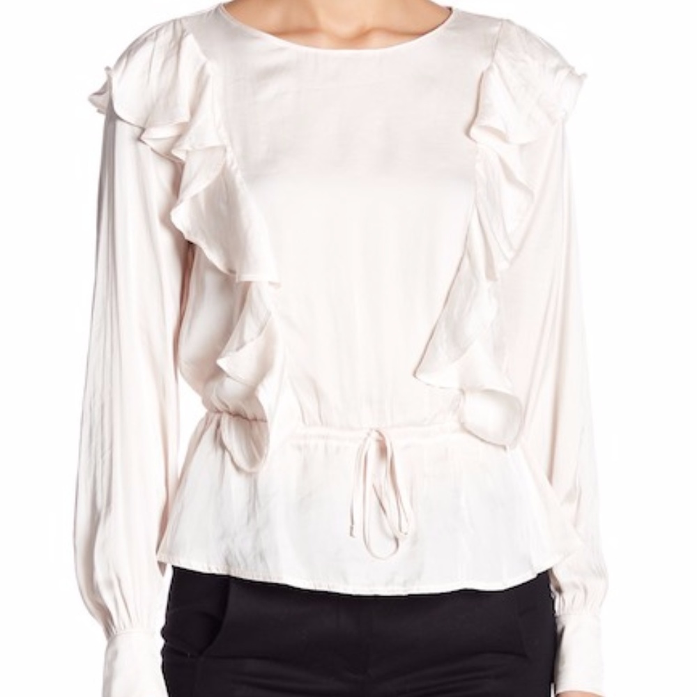 NWT ASTR the Label Silky Ruffle Long Sleeve Blouse